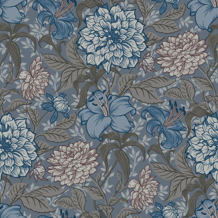 Siva flis cvjetna tapeta za zid, 139480, Vintage Flowers, Esta Home