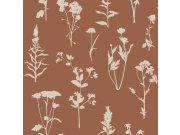 Terakota / smeđa flis tapeta za zid, cvijeće, listovi, 139396, Vintage Flowers, Esta Home Esta Home