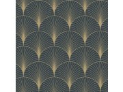 Tamnoplava geometrijska flis tapeta 139231, Art Deco, Esta Esta Home