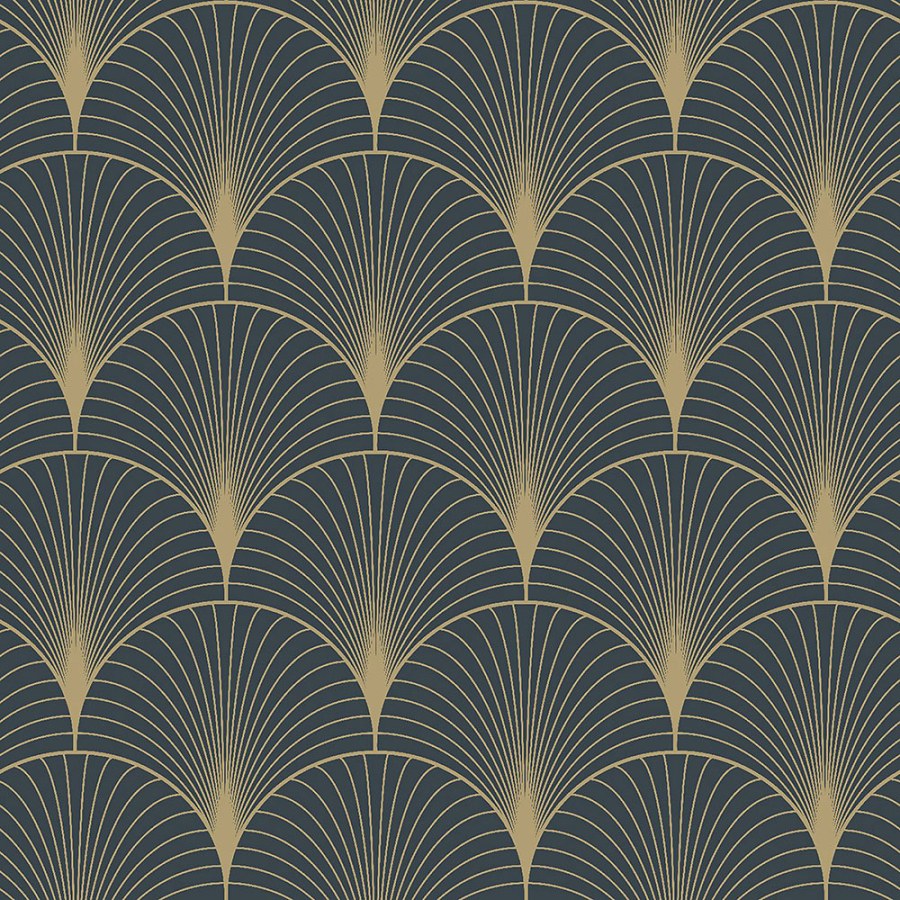 Tamnoplava geometrijska flis tapeta 139231, Art Deco, Esta - Esta Home