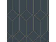 Tamnoplava geometrijska flis tapeta, zlatne linije 139225, Art Deco, Esta Esta Home