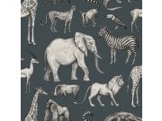 Tamnoplava flis tapeta Životinjice iz Afrike 139272, Forest Friends, Esta