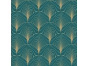 Tamnotirkizna geometrijska flis tapeta 139230, Art Deco, Esta Esta Home