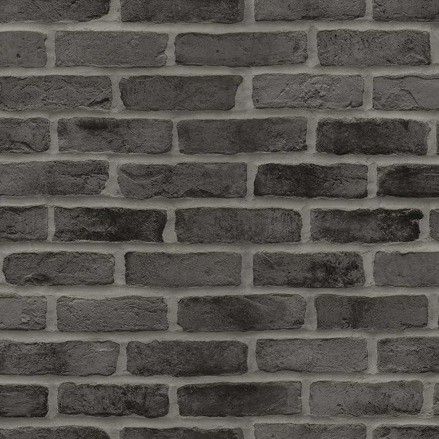 Flis crna tapeta za zid cigle, zid od cigle 139138, Black & White, Esta - Esta Home