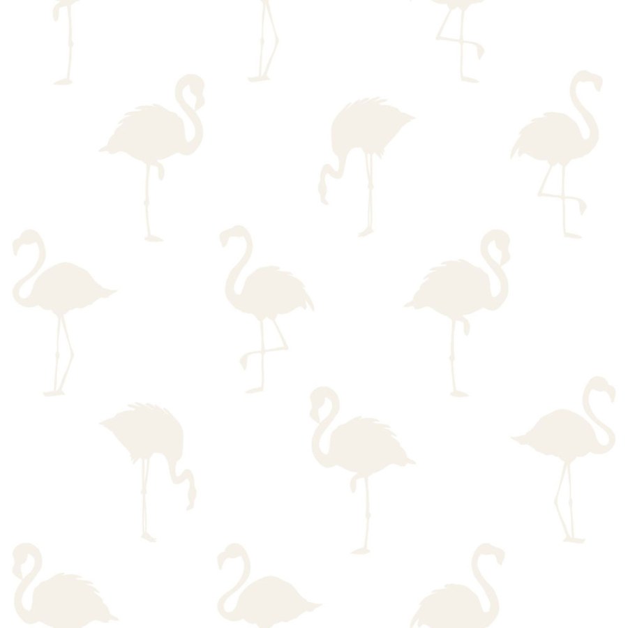 Flis tapeta bijela s metalik uzorkom flamingosa 138917, Little Bandits, Esta Flis tapeta bijela s metalik uzorkom flamingosa 138917, Little Bandits, Esta