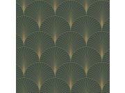 Flis tapeta za zid, Art Deco, zeleno-zlatna, 139584, Bloom, Esta Home Esta Home