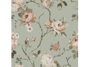 Zelena flis cvjetna tapeta za zid, 139291, Vintage Flowers, Esta Home Esta Home