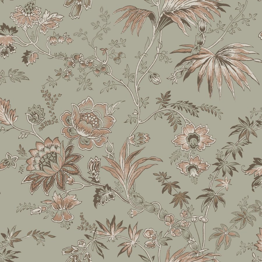 Zelena flis cvjetna tapeta za zid, 139297, Vintage Flowers, Esta Home Zelena flis cvjetna tapeta za zid, 139297, Vintage Flowers, Esta Home