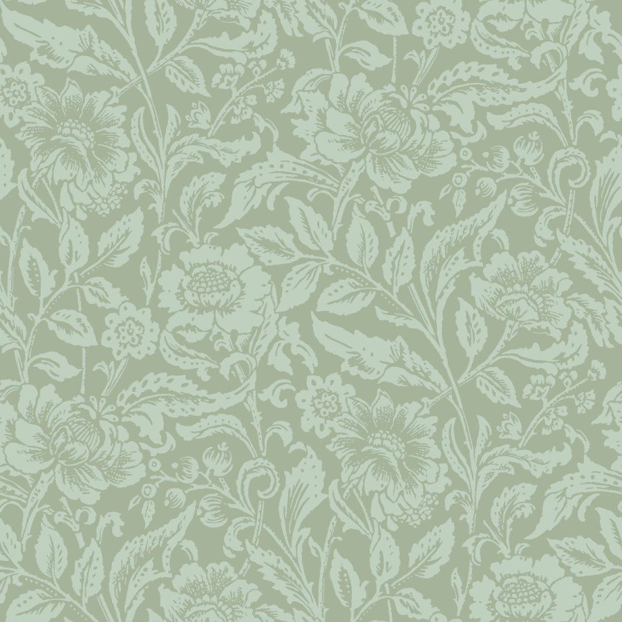 Zelena flis cvjetna tapeta za zid, 139428, Vintage Flowers, Esta Home - Esta Home