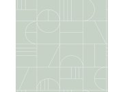 Zelena flis tapeta za zid, geometrijski uzorak 139209, Art Deco, Est Esta Home
