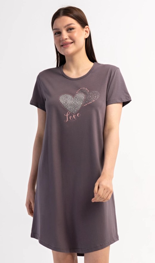 Žene - Ženske noćne spavaćice - Ženske noćne košulje s kratkim rukavima - Ženska spavaćica kratkih rukava Hearts Ženska spavaćica kratkih rukava Hearts - Ženske noćne košulje s kratkim rukavima