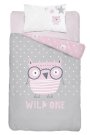 DETEXPOL Posteljina za dječji krevetić Moudrá Sova pink Pamuk, 100/135, 40/60 cm