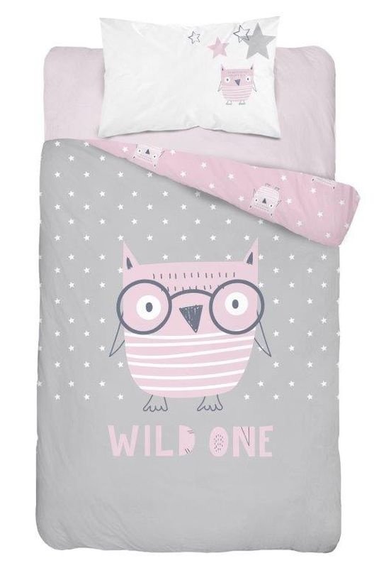DETEXPOL Posteljina za dječji krevetić Moudrá Sova pink Pamuk, 100/135, 40/60 cm - Posteljina nelicencijska