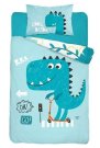 DETEXPOL Bambusova posteljina za dječji krevetić Dino blue Pamuk, Bambus, 100/135, 40/60 cm