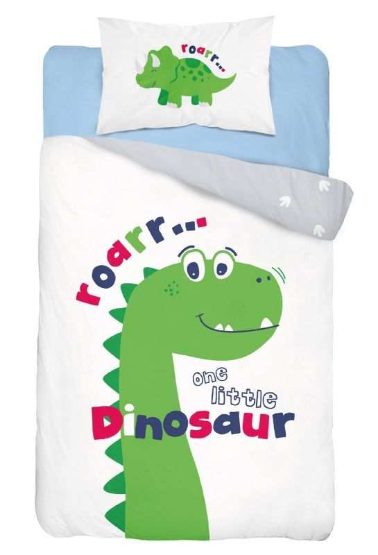 Posteljina za dječji krevetić - Posteljina nelicencijska - DETEXPOL Posteljina za dječji krevetić Little Dino zelena Pamuk, 100/135, 40/60 cm DETEXPOL Posteljina za dječji krevetić Little Dino zelena Pamuk, 100/135, 40/60 cm - Posteljina nelicencijska