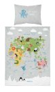 Posteljina za dječji krevetić Posteljina nelicencijska - DETEXPOL Posteljina za dječji krevetić Mapa siva Pamuk, 100/135, 40/60 cm DETEXPOL Posteljina za dječji krevetić Mapa siva Pamuk, 100/135, 40/60 cm