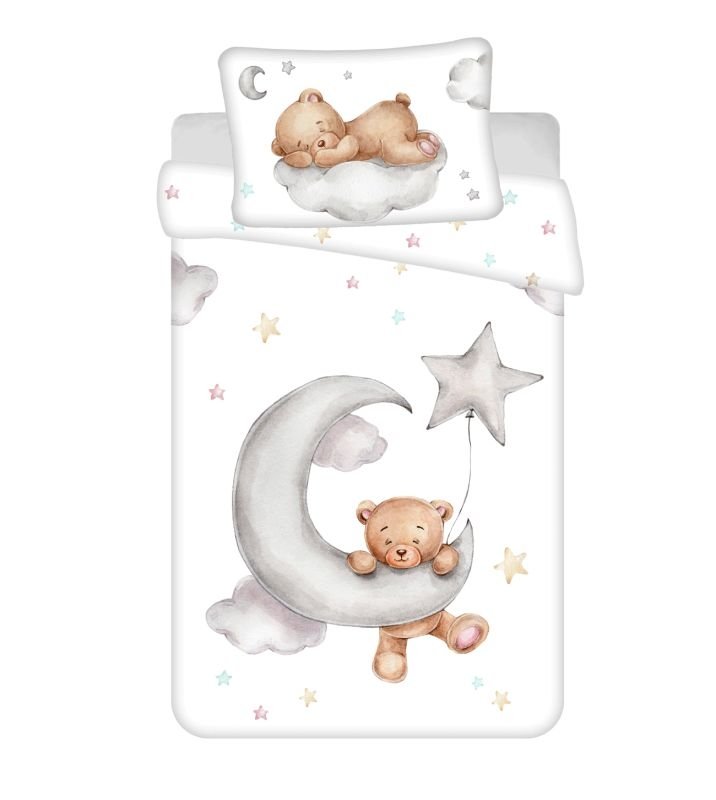 JERRY FABRICS Posteljina za dječji krevetić Medvjedić Moon baby  Pamuk, 100/135, 40/60 cm