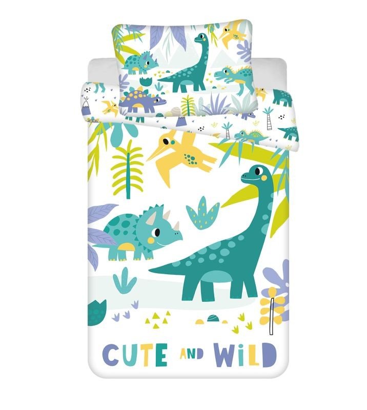 JERRY FABRICS Posteljina za dječji krevetić Dino Cute and wild baby Pamuk, 100/135, 40/60 cm - Posteljina nelicencijska
