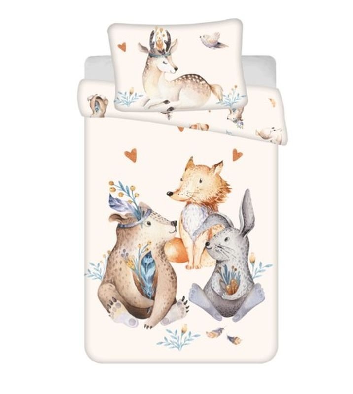 JERRY FABRICS Posteljina za dječji krevetić Životinje Woodland baby Pamuk, 100/135, 40/60 cm - Posteljina nelicencijska