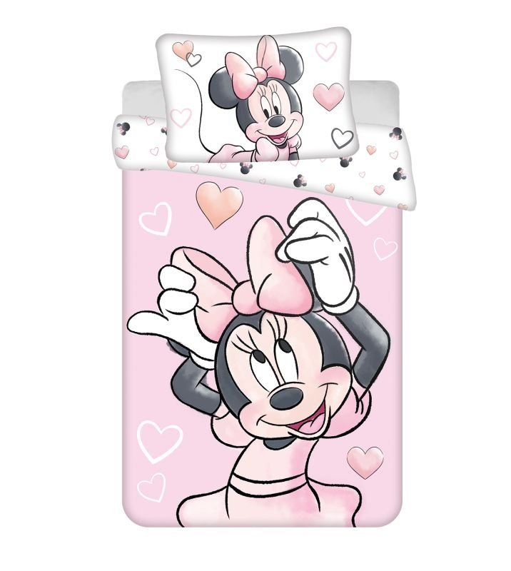 JERRY FABRICS Posteljina za dječji krevetić Minnie Blush Pink baby Pamuk, 100/135, 40/60 cm - Posteljina s licencijom