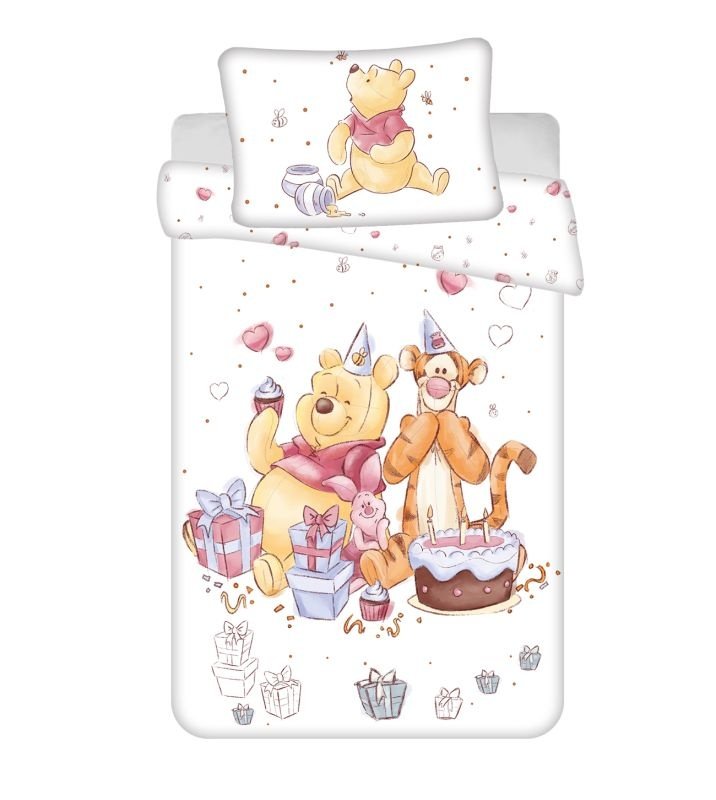 JERRY FABRICS Posteljina za dječji krevetić Medvjedić Pu Birthday party baby Pamuk, 100/135, 40/60 cm JERRY FABRICS Posteljina za dječji krevetić Medvjedić Pu Birthday party baby Pamuk, 100/135, 40/60 cm