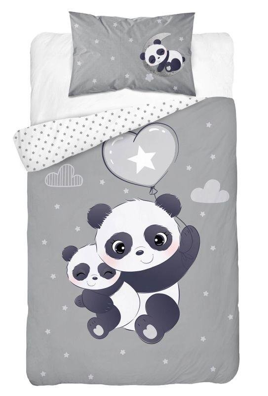 Posteljina za dječji krevetić - Posteljina nelicencijska - DETEXPOL Bambusova posteljina za dječji krevetić Panda siva Pamuk, Bambus, 100/135, 40/60 cm DETEXPOL Bambusova posteljina za dječji krevetić Panda siva Pamuk, Bambus, 100/135, 40/60 cm - Posteljina nelicencijska