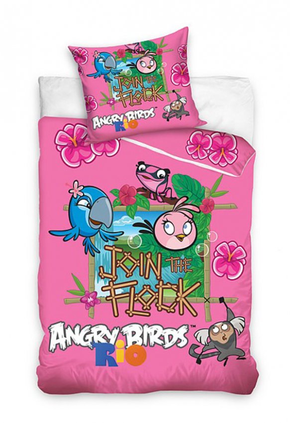 Posteljina Angry Birds Rio Pink 140/200 - Posteljina sa licencijom